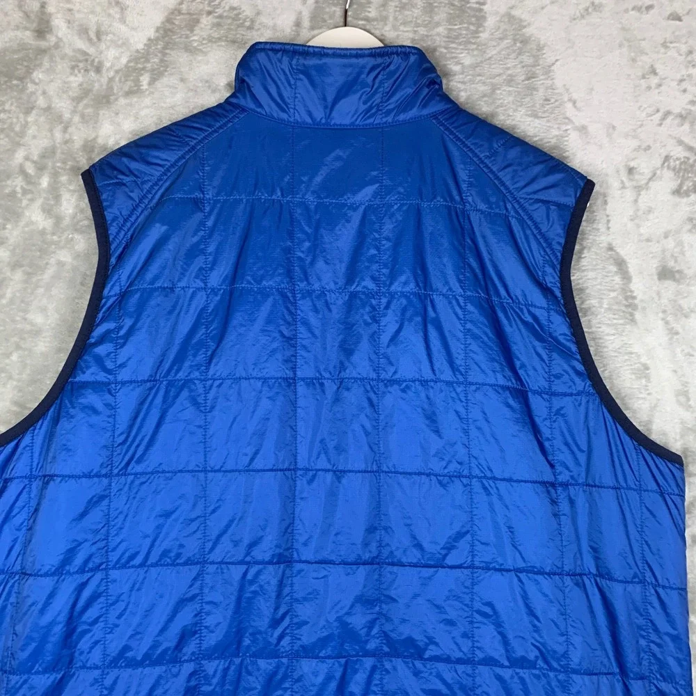 LL Bean Primaloft Packaway Vest Mens XL Tall Quilted Blue Full Zip Outdoor Hike‎